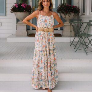 Hermoza x Julia Berolzheimer Colleen Cinched Tiered Bloom Dress New with Tags